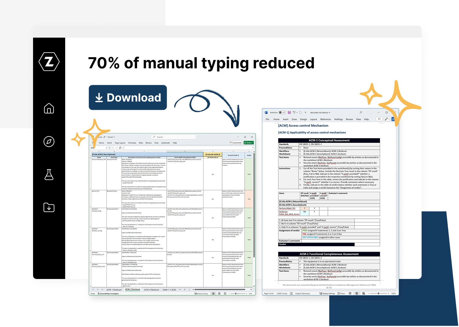 Technical Documentation and Test Plans for EN 18031 are generated automatically by Z-CMS